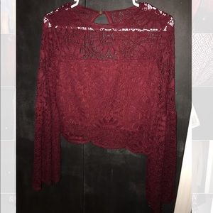 Maroon lace crop top